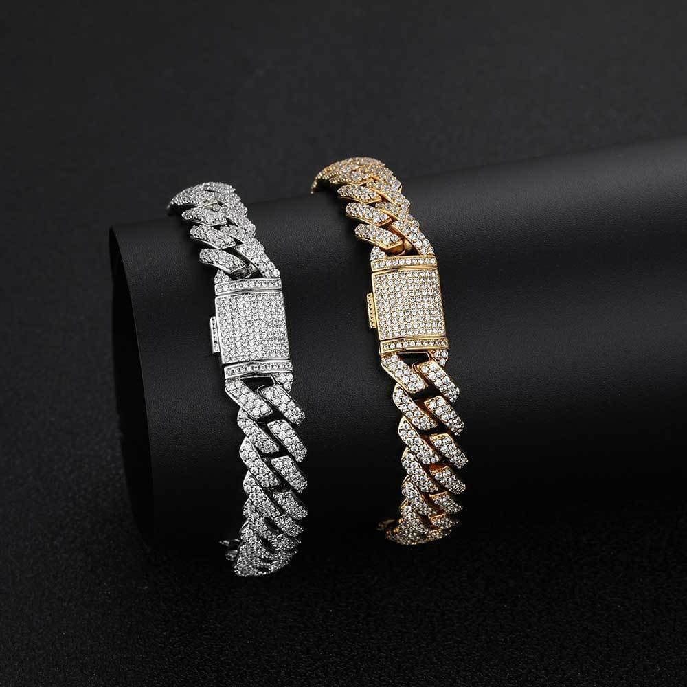 10mm Iced Out Box Clasp Cuban Link Bracelet