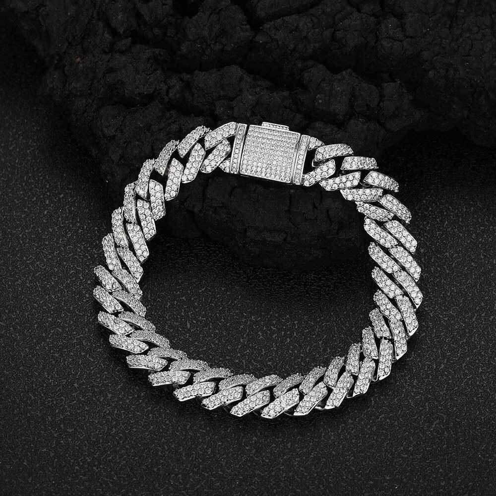 10mm Iced Out Box Clasp Cuban Link Bracelet