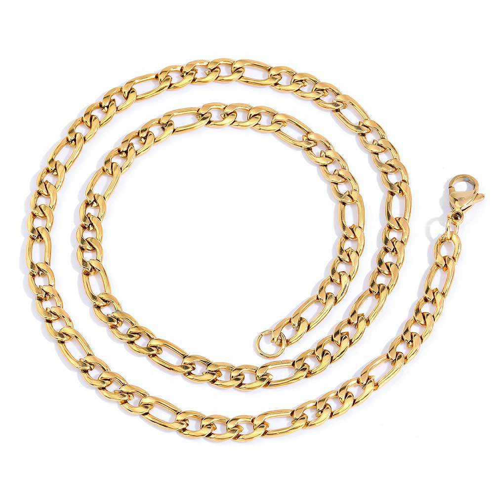 3/4/5/6MM STAINLESS STEEL FIGARO CHAIN NECKLACE