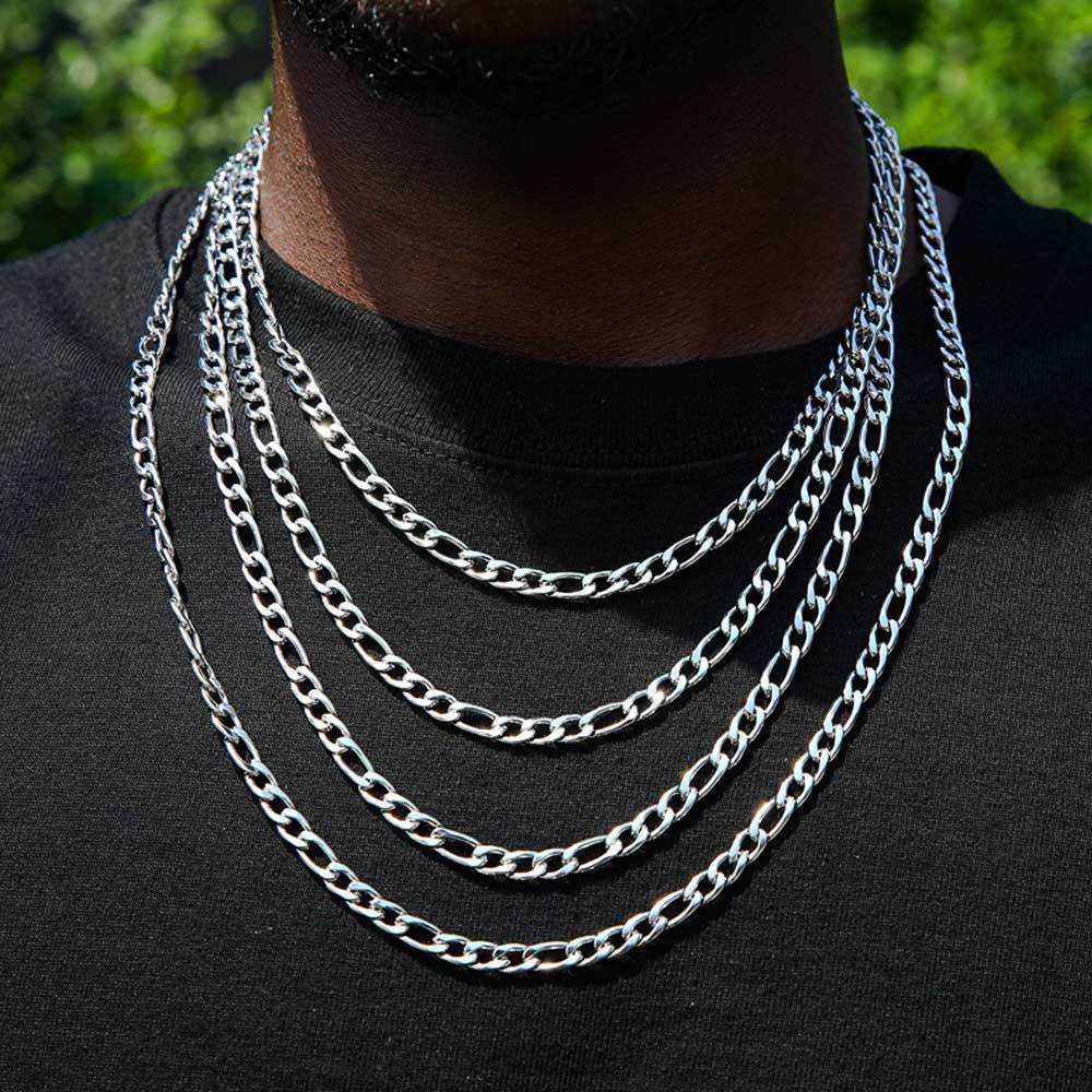 3/4/5/6MM STAINLESS STEEL FIGARO CHAIN NECKLACE