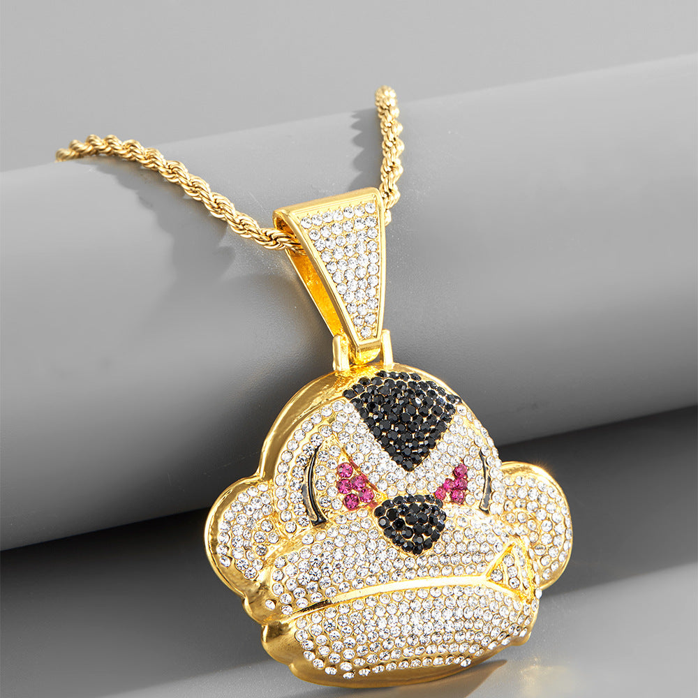 Hip Hop Monkey Pendant Stereo niche design alloy rhinestone gorilla necklace