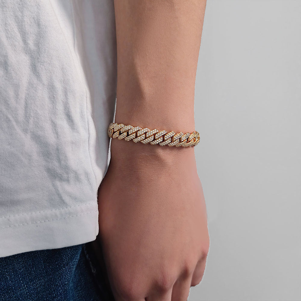 10mm Iced Out Box Clasp Cuban Link Bracelet