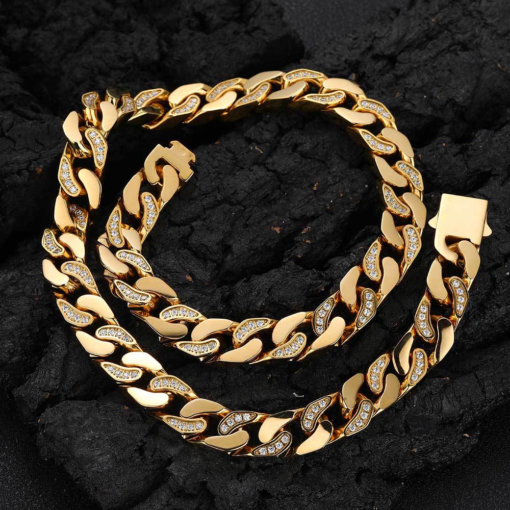 12MM Hip Hop Stainless Steel Cuban Link Chain