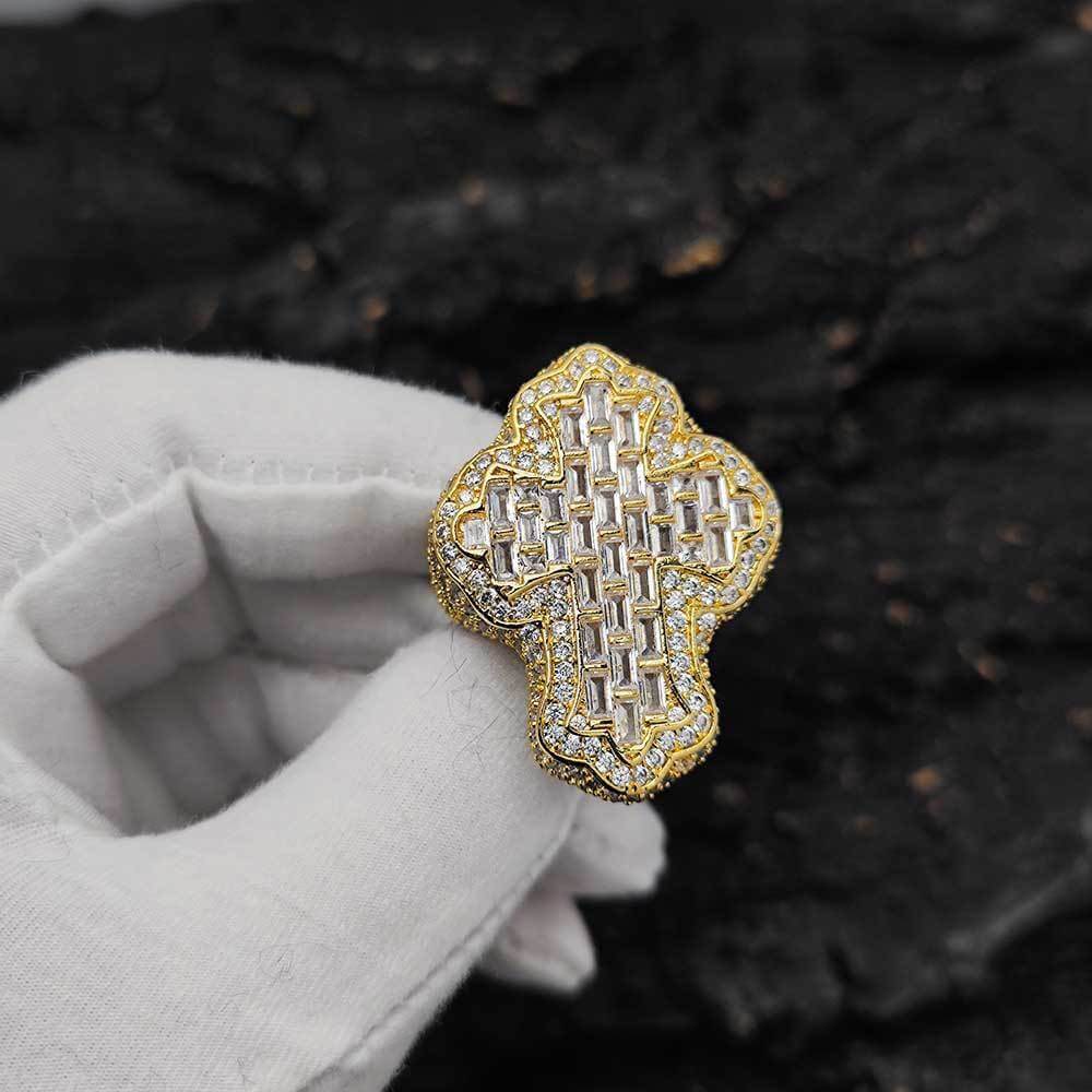 Microencrusted zircon rings full of diamond crosses