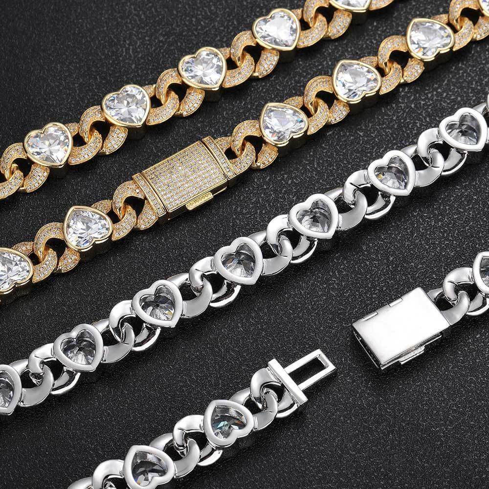 12MM Heart-shaped diamond 8-figure Cuban Chain